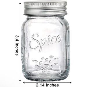 Clear Glass Spice Jar with Silver Lid - Home Kitchen